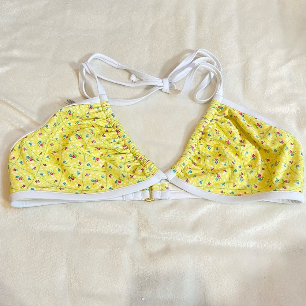 New! Frankie's Bikinis x PINK Augusta floral halter Bikini Top 1521 - Picture 2 of 9